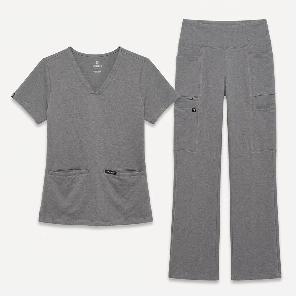 Jaanuu UltraSOFT Cesi & Perri 2 Piece Scrub Set Graphite Gray Womens Small / XS